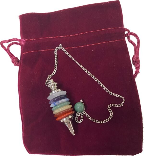 Péndulo 7 Chakras con punta de acero.