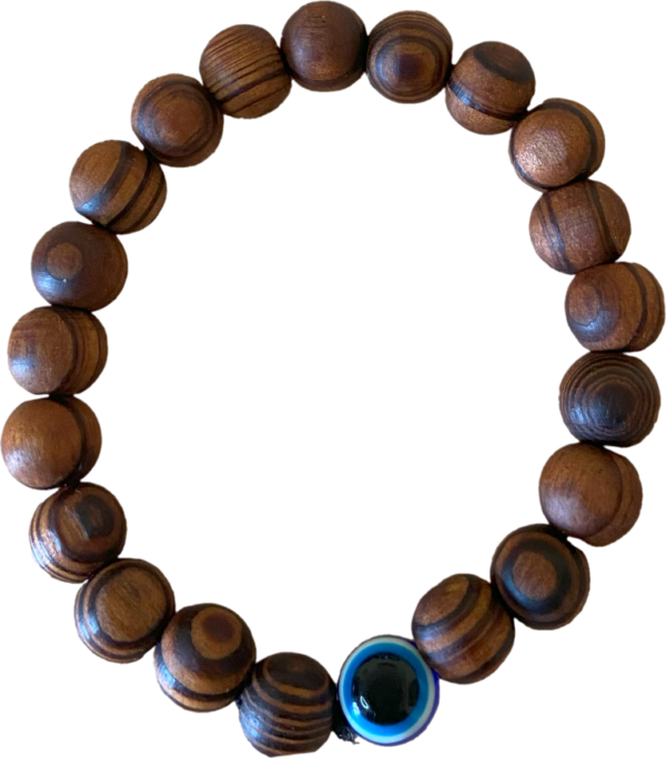 Pulsera Tibetana de Madera con Ojo Turco